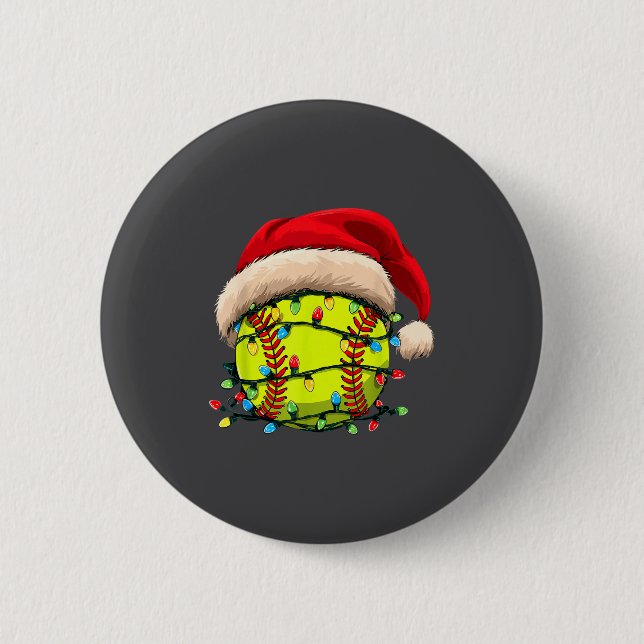 Christmas Softball Xmas Santa Srts Hat Mens Womens 6 Cm Round Badge (Front)