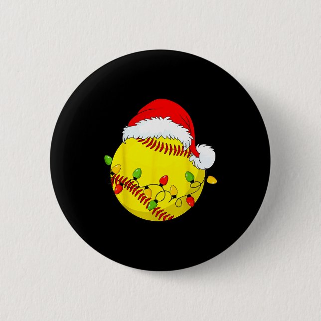 Christmas Softball Xmas Santa Srts Hat Mens Womens 6 Cm Round Badge (Front)