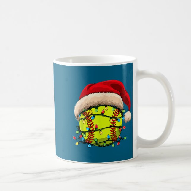 Christmas Softball Xmas Santa Srts Hat Mens Womens Coffee Mug (Right)