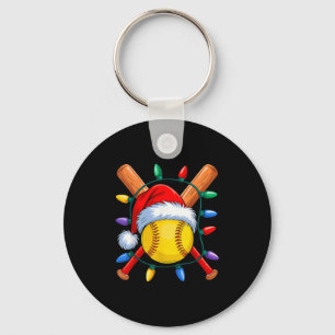 Christmas Softball Xmas Santa Srts Hat Mens Womens Key Ring