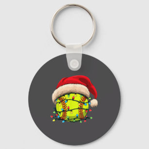 Christmas Softball Xmas Santa Srts Hat Mens Womens Key Ring