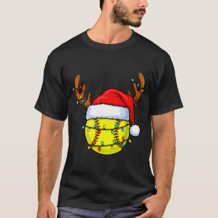 Christmas Softball Xmas Santa Srts Hat Mens Womens T-Shirt