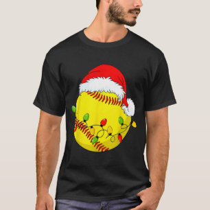 Christmas Softball Xmas Santa Srts Hat Mens Womens T-Shirt