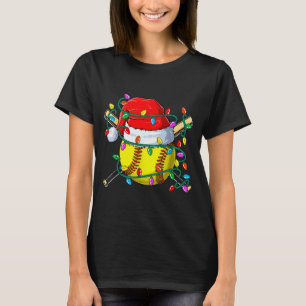 Christmas Softball Xmas Santa Srts Hat Mens Womens T-Shirt