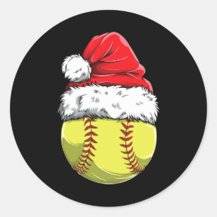 Christmas Softll Ll Santa Hat Xmas Girls Catcher P Classic Round Sticker