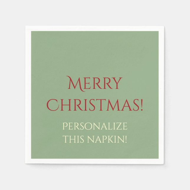 Christmas Solid 05-Green-PAPER PARTY NAPKINS (Front)
