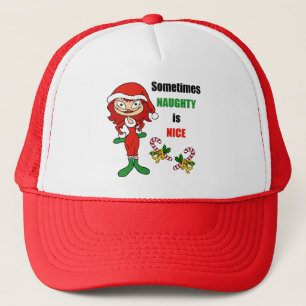 Christmas Sometimes Naughty Is Nice - Auburn Red Trucker Hat