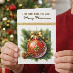 Christmas Son & Wife Holiday Greeting  Card