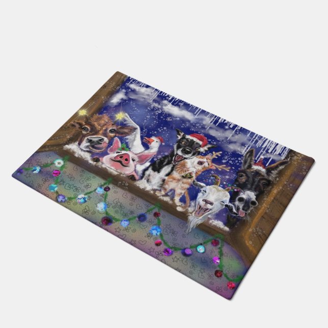 Christmas Song - Animal Party Doormat (Angled)