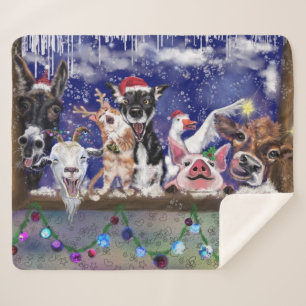 Christmas Song - Animal Party - Happy Sherpa Blanket