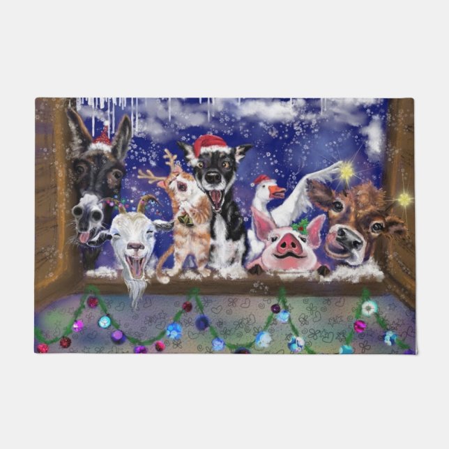 Christmas Song - Animal Party - Joy Doormat (Front)