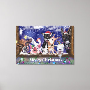 Christmas Song - Animal Party - Merry Christmas Canvas Print