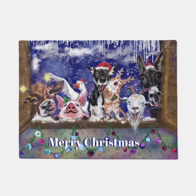 Christmas Song - Animal Party - Merry Christmas - Doormat (Front)