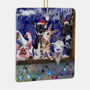 Christmas Song Animal Party Merry Christmas Funny Ceramic Ornament