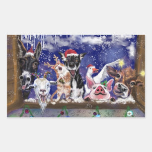 Christmas Song - Animal Party Rectangular Sticker