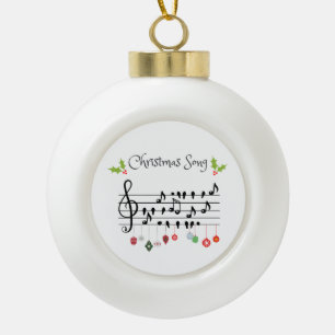 Christmas Song birds musical note Ceramic Ball Christmas Ornament