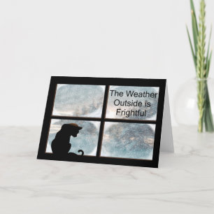 Christmas Song Cat in Frosted Window Holiday Card