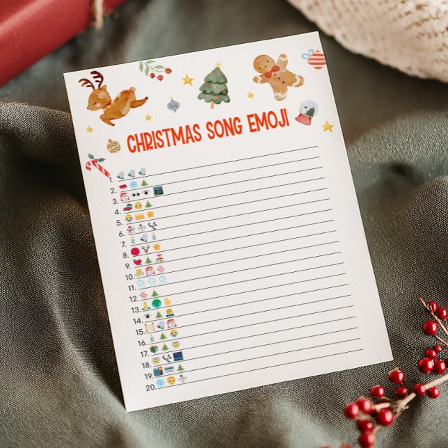 Christmas Song Emoji Game Holiday Card (Christmas Party Games )