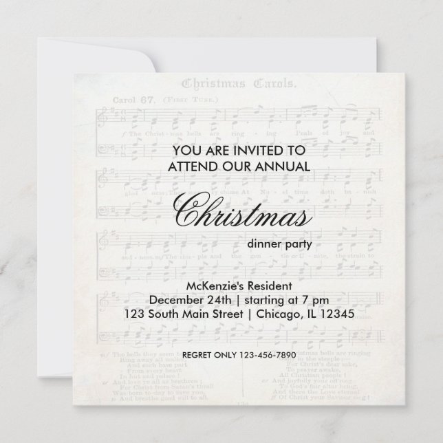 Christmas Song Invitation (Front)