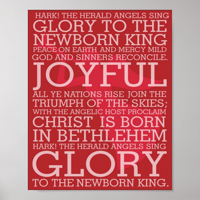 Christmas Song Lyrics Hark the Herald Angels Sing Poster (Front)