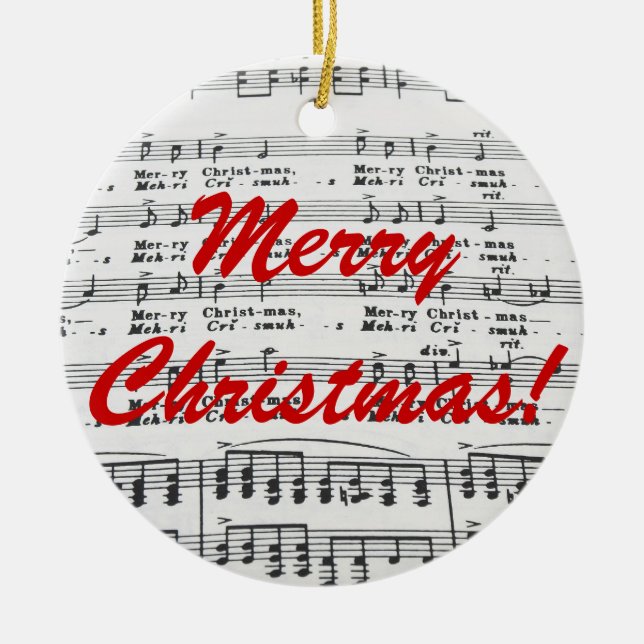Christmas Song Merry Christmas! Ceramic Tree Decoration (Front)