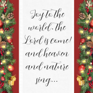 Christmas Song Script Joy To The World Medium Table Runner
