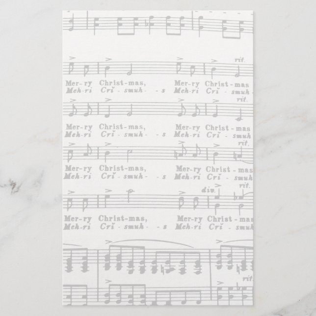 Christmas Song Sheet Music Stationery (Front)