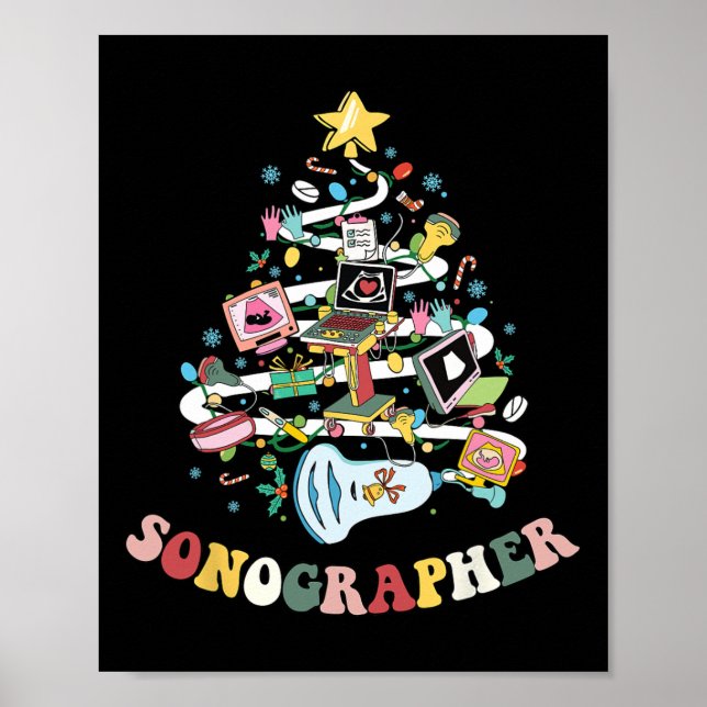 Christmas Sonographer Ultrasound Technologist Xmas Poster (Front)