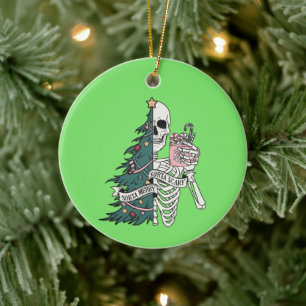 Christmas Sorta Scary Sorta Merry Skeleton Tree Ceramic Tree Decoration