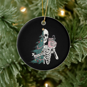 Christmas Sorta Scary Sorta Merry Skeleton Tree Ceramic Tree Decoration