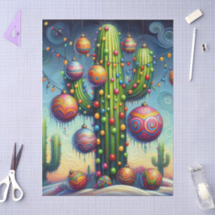 Christmas Southwest Saguaro Cactus Decoupage Tissue Paper