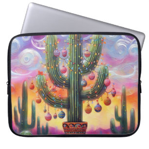 Christmas Southwest Saguaro Cactus Return Address Laptop Sleeve