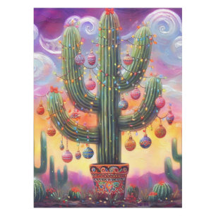 Christmas Southwest Saguaro Cactus Self-Addressed Tablecloth