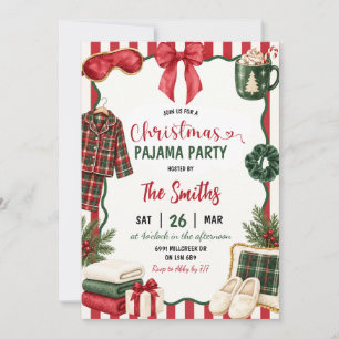 Christmas Spa Theme Pajamas Christmas Party  Invitation
