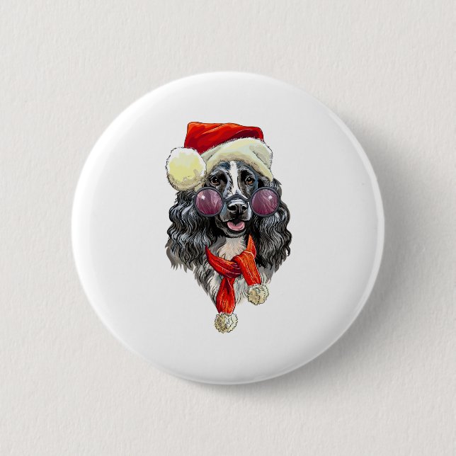 Christmas spaniel dog 6 cm round badge (Front)