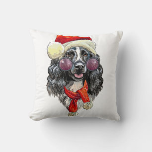 Christmas spaniel dog cushion