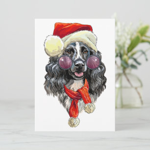 Christmas spaniel dog save the date