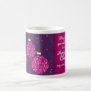 Christmas sparkle bauble pink/purple wife mug