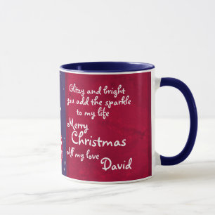 Christmas sparkle bauble red/blue love mug