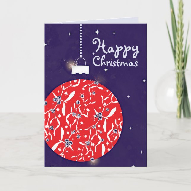 Christmas sparkle large bauble red/blue card (Front)