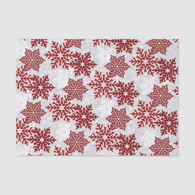 ⭐Christmas Sparkle Red ❄ Snowflakes Tissue Paper (Front)