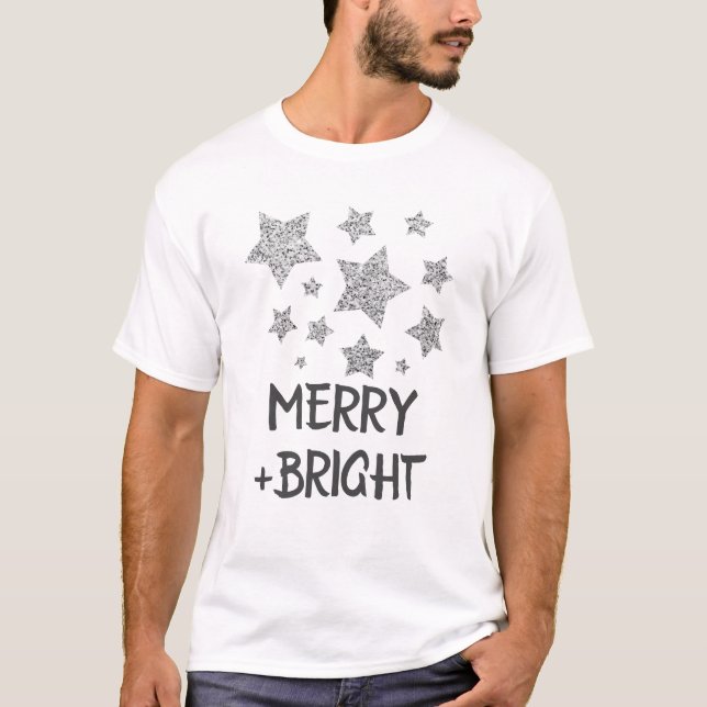 Christmas Sparkle Stars Merry bright T-Shirt (Front)