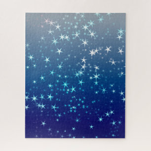Christmas Sparkles Stars Blue Sky Jigsaw Puzzle