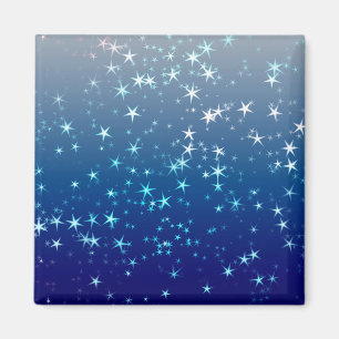 Christmas Sparkles Stars Blue Sky Magnet