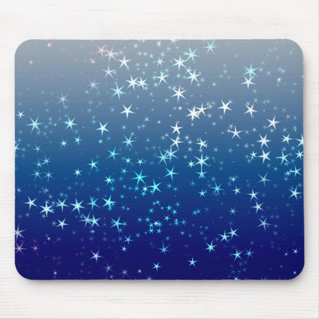 Christmas Sparkles Stars Blue Sky Mouse Mat (Front)