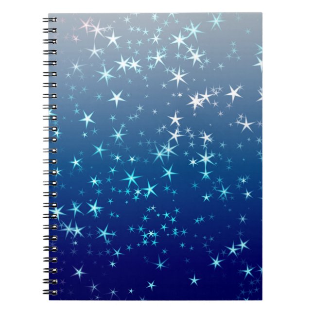 Christmas Sparkles Stars Blue Sky Notebook (Front)