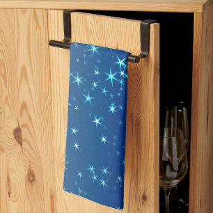 Christmas Sparkles Stars Blue Sky Tea Towel