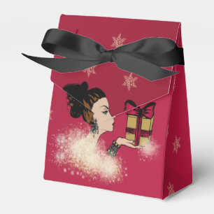 christmas sparkling fashion illustration favour box