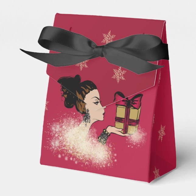 christmas sparkling fashion illustration favour box (Front Side)