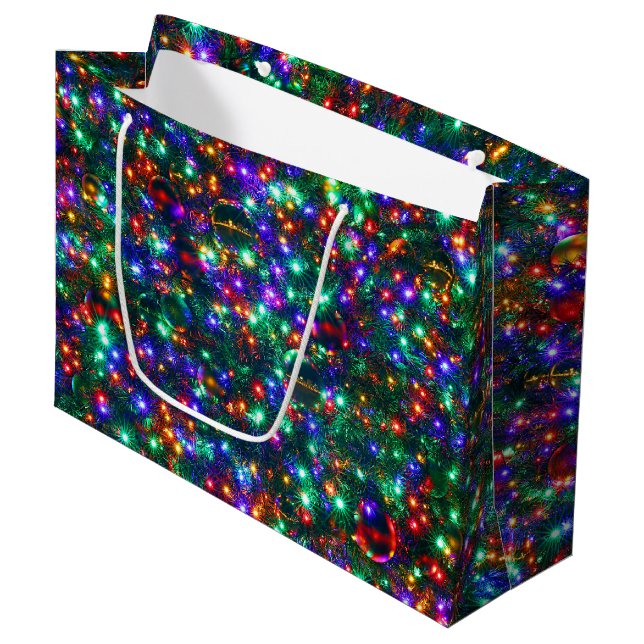 Christmas Sparkling Stars Large Gift Bag (Front Angled)